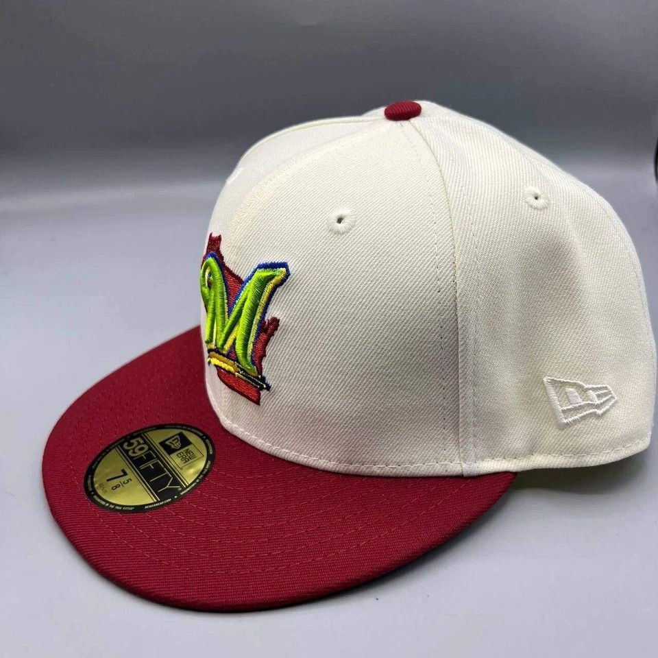 New Era Milwaukee Brewers Hat Men 7 5/8 59Fifty New Era Fitted Cap Size ONE SIZE - 4 Thumbnail