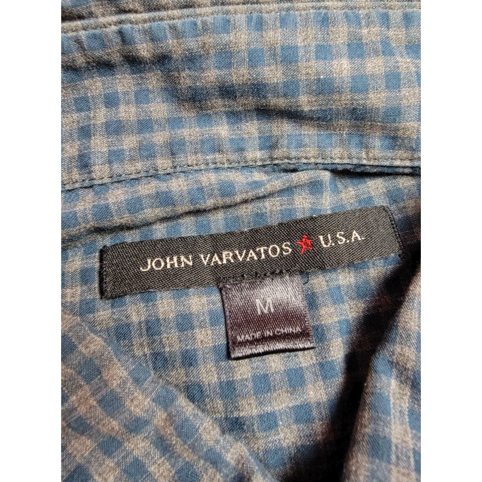 John Varvatos John Varvatos Shirt Mens Medium Blue Gray Check Button Up Casual Classic Preppy Size US M / EU 48-50 / 2 - 2 Thumbnail