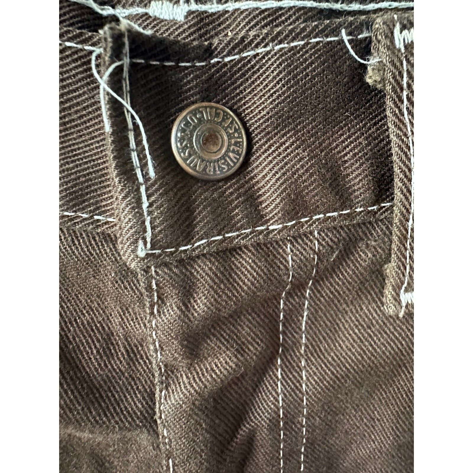 Levi's Rare 60s Levi's Big E White Tab Brown Cut-Off Short USA Selv Size US 28 / EU 44 - 5 Thumbnail