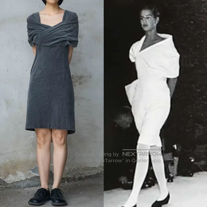 Comme des Garcons Comme Des Garcons Grey Velvet Shawl Dress Size M / US 6-8 / IT 42-44 - 1 Thumbnail