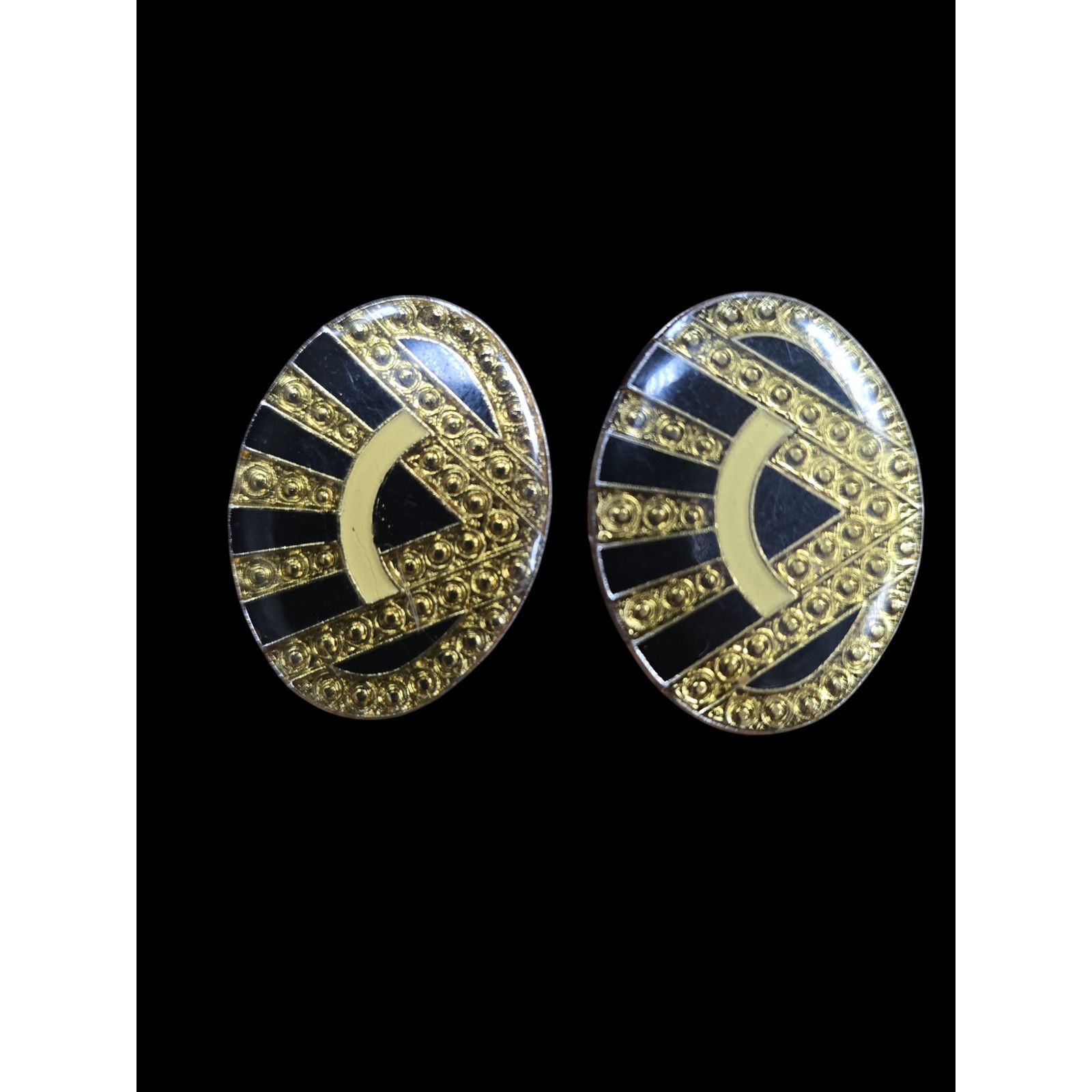 Other Vintage Art Deco Earrings, Gold & Black Size ONE SIZE - 1 Thumbnail