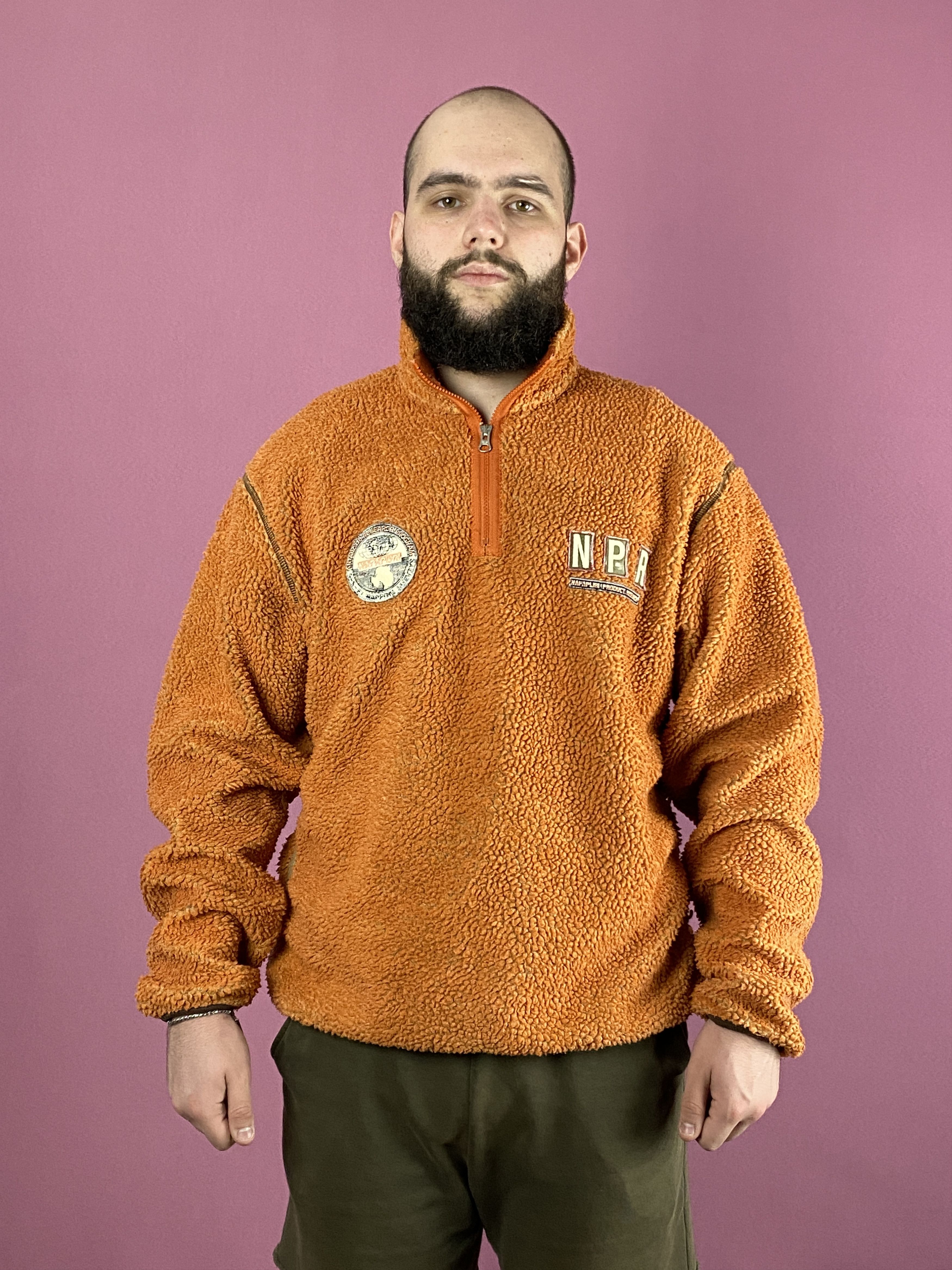Napapijri × Vintage Napapijri Vintage Men's Quarter Zip Sherpa Fleece - XXL Size US XXL / EU 58 / 5 - 2 Thumbnail