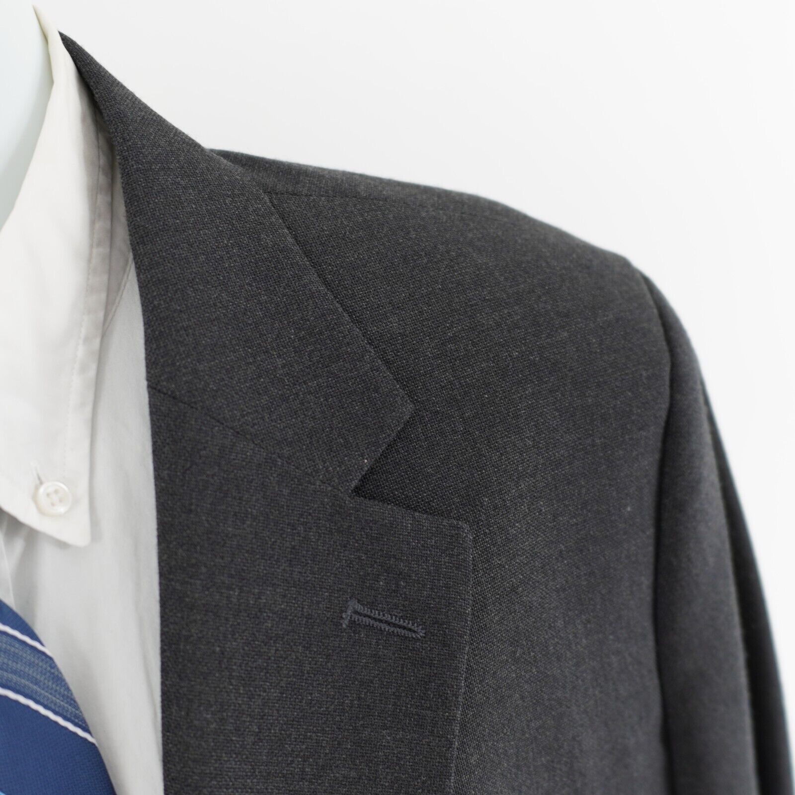 Stafford Stafford Gray Worsted Wool Polyester 2 Silver Button Blazer Size 38L - 2 Thumbnail