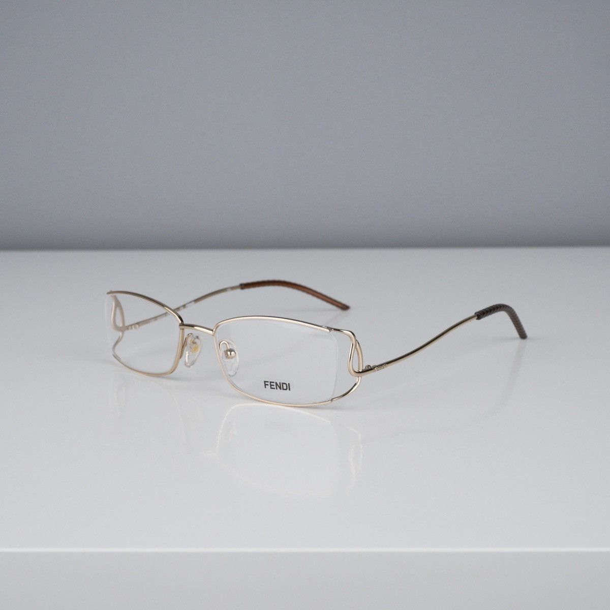 image of Vintage Fendi Classic Logo Gold Eyewear Glasses, Men's