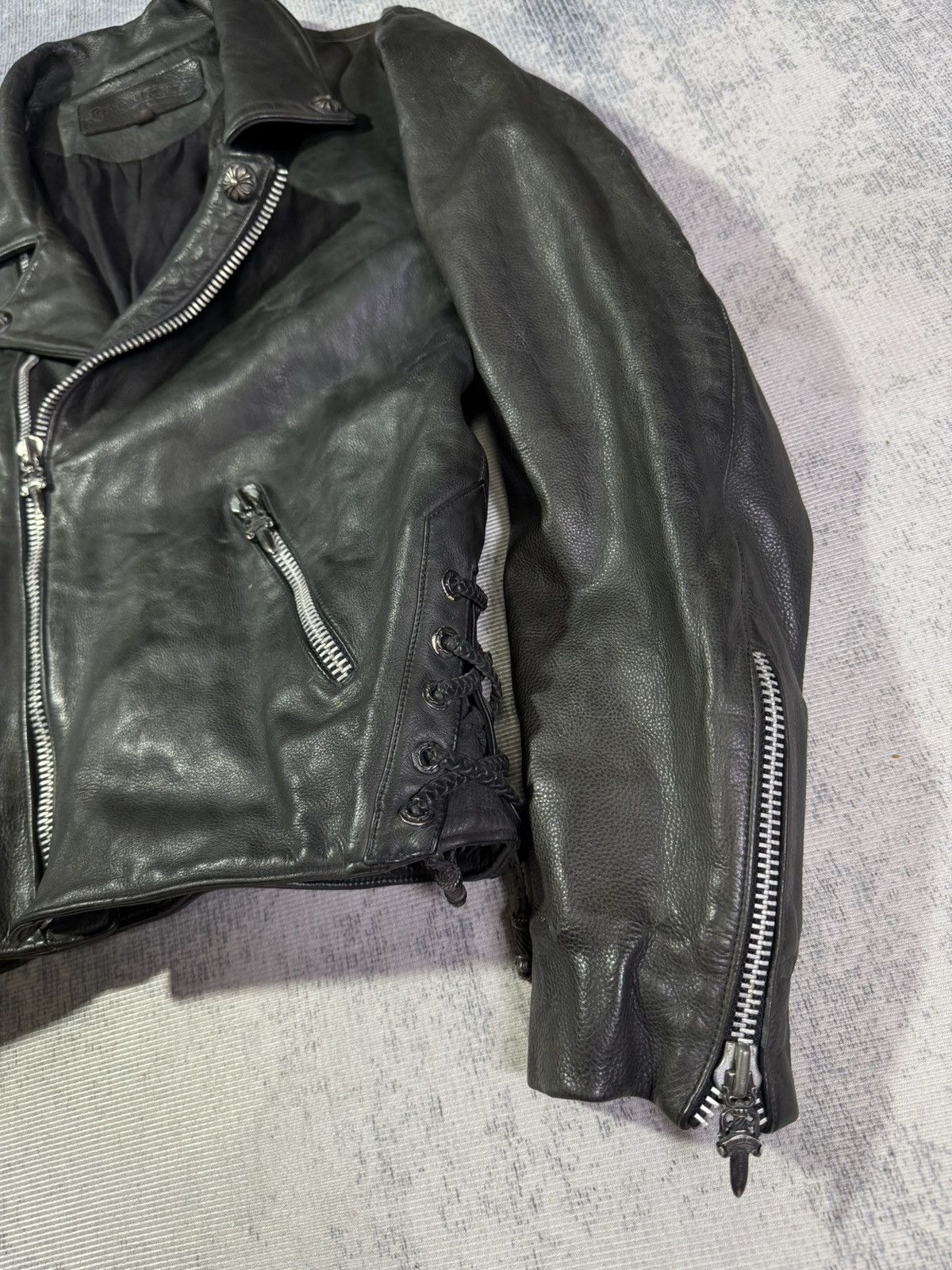 Chrome Hearts RARE! VINTAGE FIRST DAGGER PULL LEATHER JACKET Size US L / EU 52-54 / 3 - 4 Thumbnail