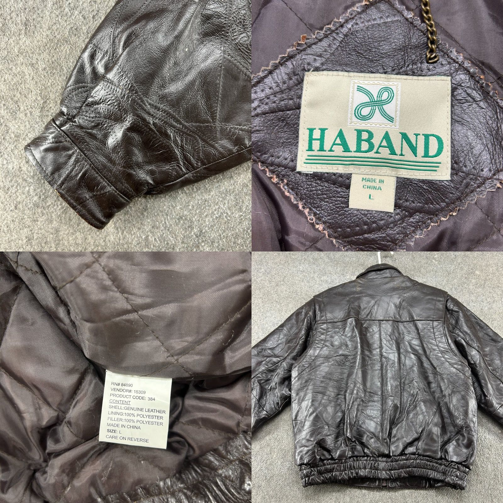 Haband VINTAGE Haband Jacket Mens L Brown Bomber Leather Patchwork Lined 90s Western Casual Zip Coat Mens Size US L / EU 52-54 / 3 - 10 Thumbnail