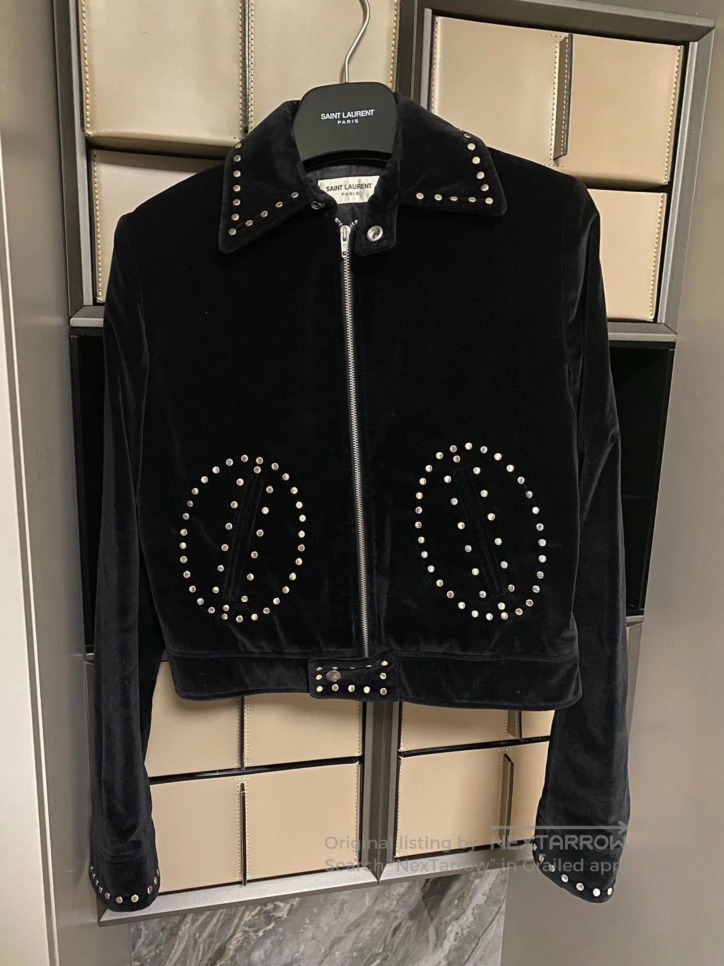 Saint Laurent Paris Saint Laurent Velvet Studded Jacket. Size S / US 4 / IT 40 - 1 Thumbnail
