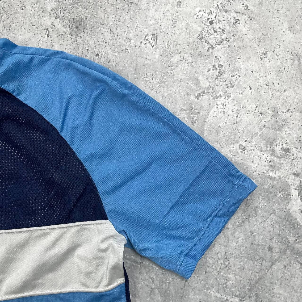 Adidas Vintage 80s Adidas Trefoil Mesh V-Neck T Shirt Blue Size M Size US M / EU 48-50 / 2 - 8 Thumbnail
