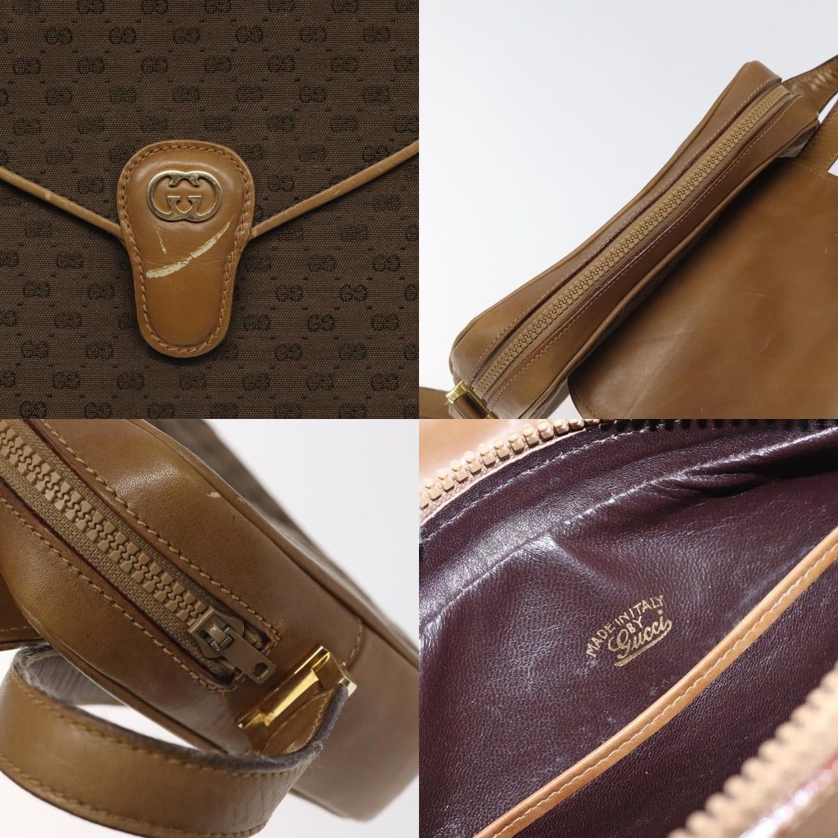 Gucci GUCCI Micro GG Canvas Shoulder Bag Brown Gold Size ONE SIZE - 11 Thumbnail