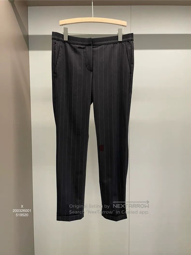 Brunello Cucinelli Brunello Cucinelli Black Grey Striped Wool Long Trousers Size 28" / US 6 / IT 42 - 1 Thumbnail