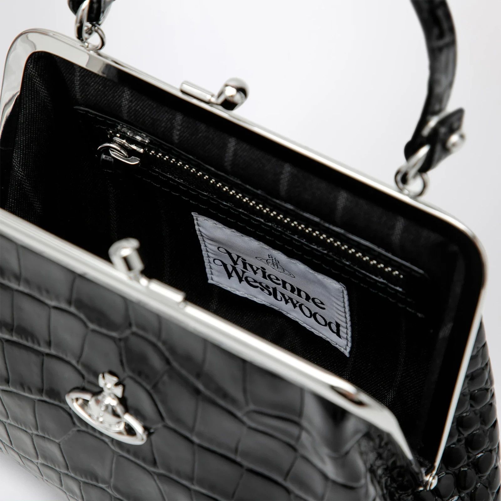 Vivienne Westwood VIVIENNE WESTWOOD Granny Frame Black Croc Embossed Leather P Size ONE SIZE - 4 Thumbnail