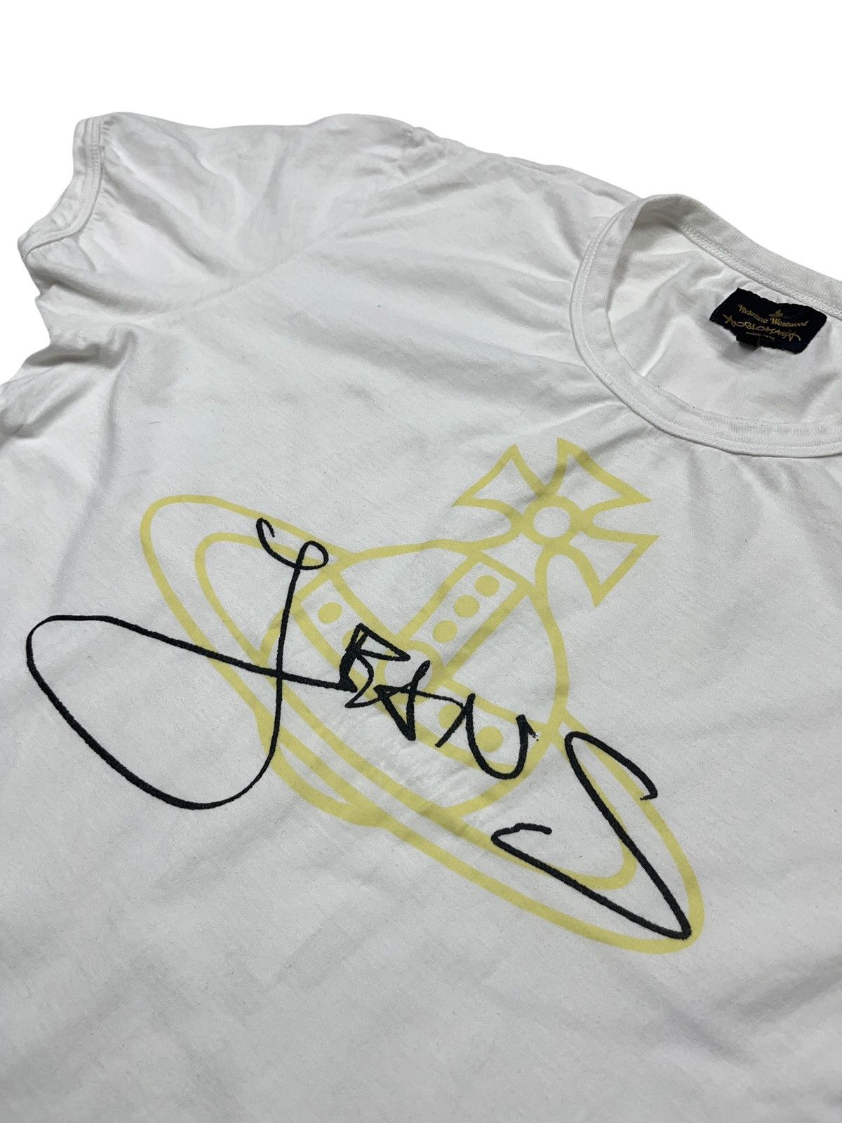 Vintage × Vivienne Westwood Vintage Vivienne Westwood Jesus Anglomania Gold Orb T-shirt Size US XL / EU 56 / 4 - 2 Thumbnail