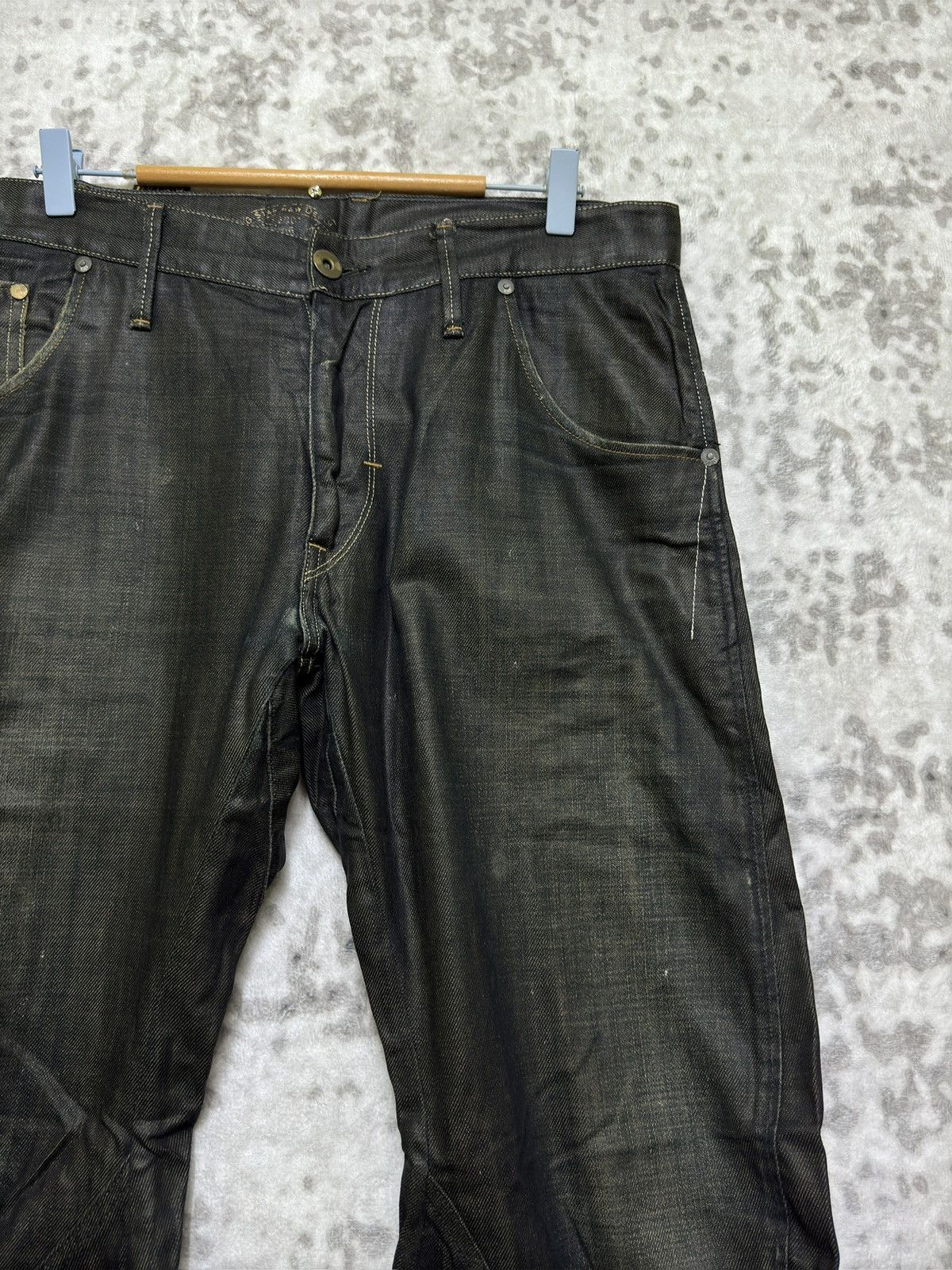 G-Star Vintage G-Star RAW 3301 Waxed Coated Distressed Denim Jeans Size US 31 - 5 Thumbnail