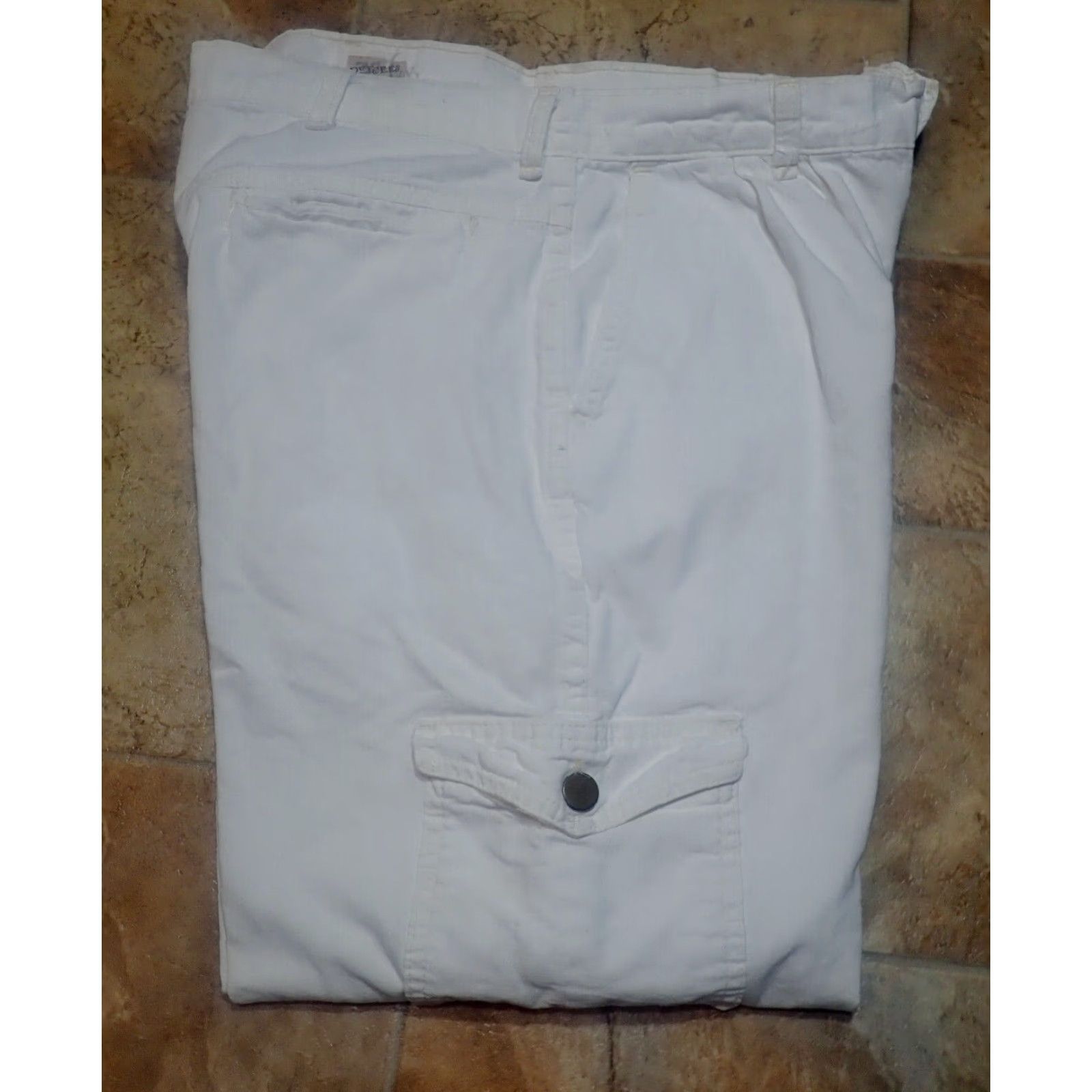 Denime Vintage DEE CEE Women's 1970s White Pleated Front Denim Cargo Jeans 32x25 Size 32" / US 10 / IT 46 - 4 Thumbnail