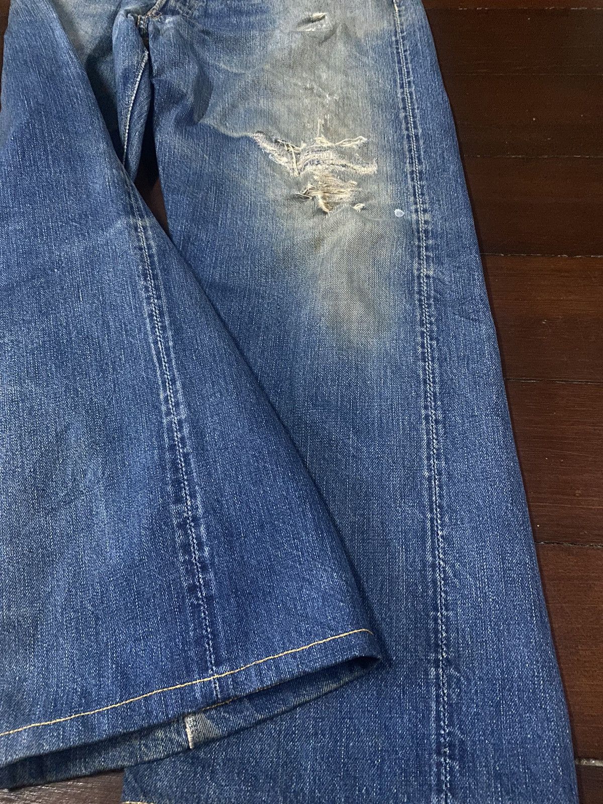 Vintage FIRE 🔥 VINTAGE 90s WAREHOUSE V STITCH DISTRESSED REWORK JEAN Size US 36 / EU 52 - 8 Thumbnail