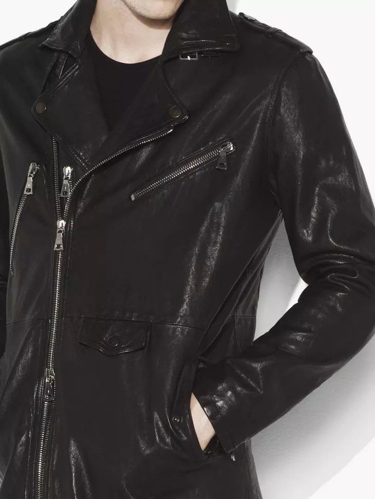 John Varvatos leather biker coat. Medium. Size US M / EU 48-50 / 2 - 3 Thumbnail