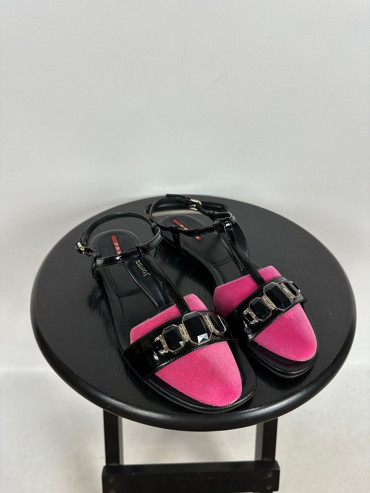 Prada Vintage Prada Crystal Wedge Patent Leather Strappy Sandals Size US 7.5 / IT 37.5 - 2 Thumbnail