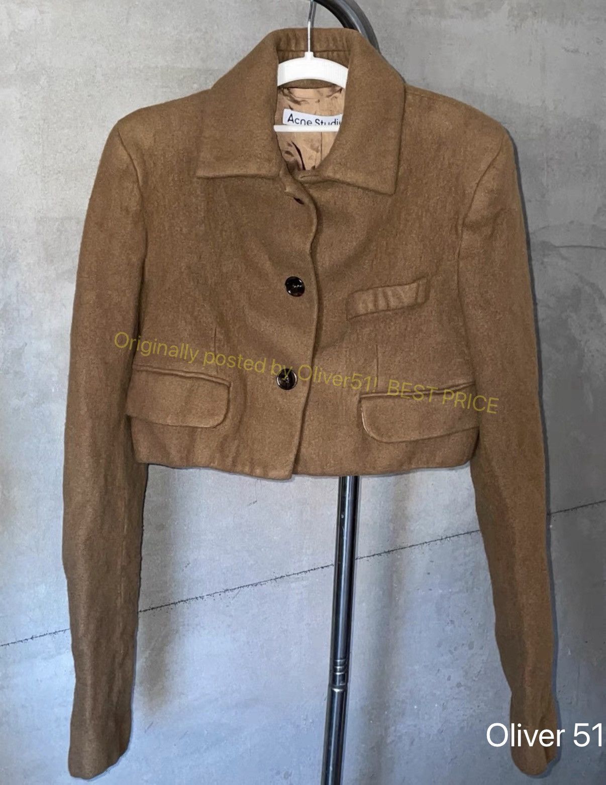 Acne Studios Wool Cropped Jacket Nnnaa13/2610 in Brown, Women's (Size Xs)