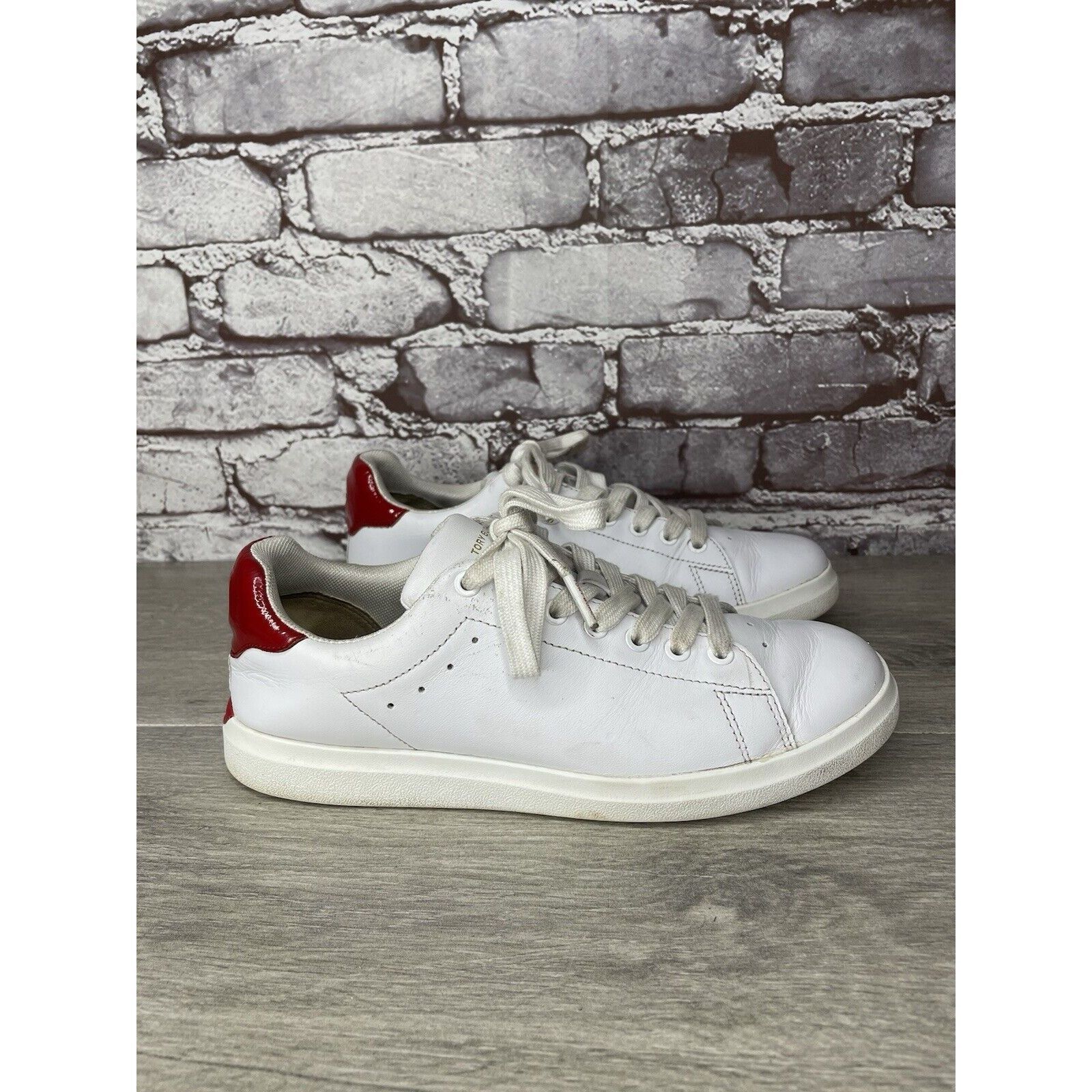 Tory Burch TORY BURCH Howell Court White Leather Red Sneakers Shoes Wom Size US 6.5 / IT 36.5 - 1 Thumbnail