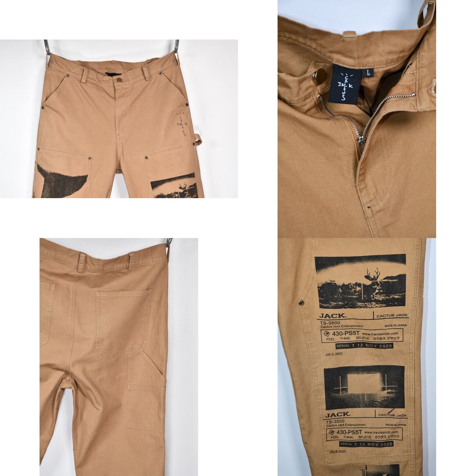 Travis Scott Travis Scott Cactus Jack Pants Shirt? No, Pants. Cargo Pants Men L Brown 100% Cotton Canvas Inseam 26.38in 67cm Vintage? No. Raw-Tag. 90s? N/A Size US 33 - 8 Thumbnail