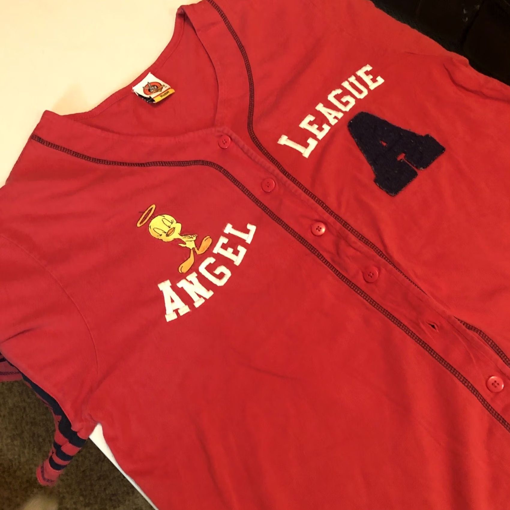 Vintage VINTAGE Looney Tunes Tweety Bird Angel League Jersey Shirt Men Red 46 Size US XXL / EU 58 / 5 - 2 Thumbnail