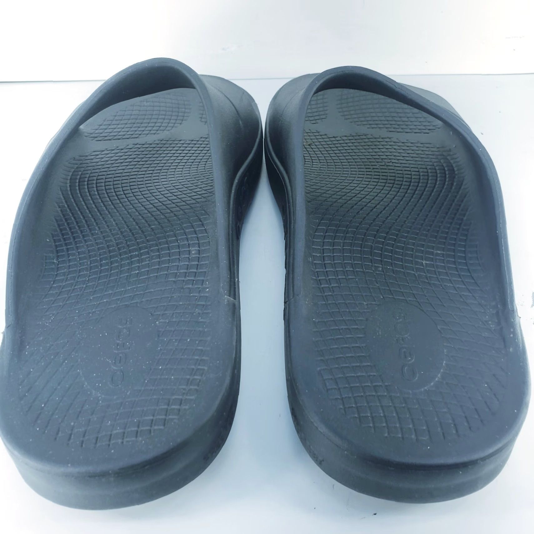 Vintage OOFOS Men's OOahh Slide Black 13 Casual Sandal Cushy Comfort Recovery Rubber Upper Mens Shoes Size ONE SIZE - 6 Thumbnail