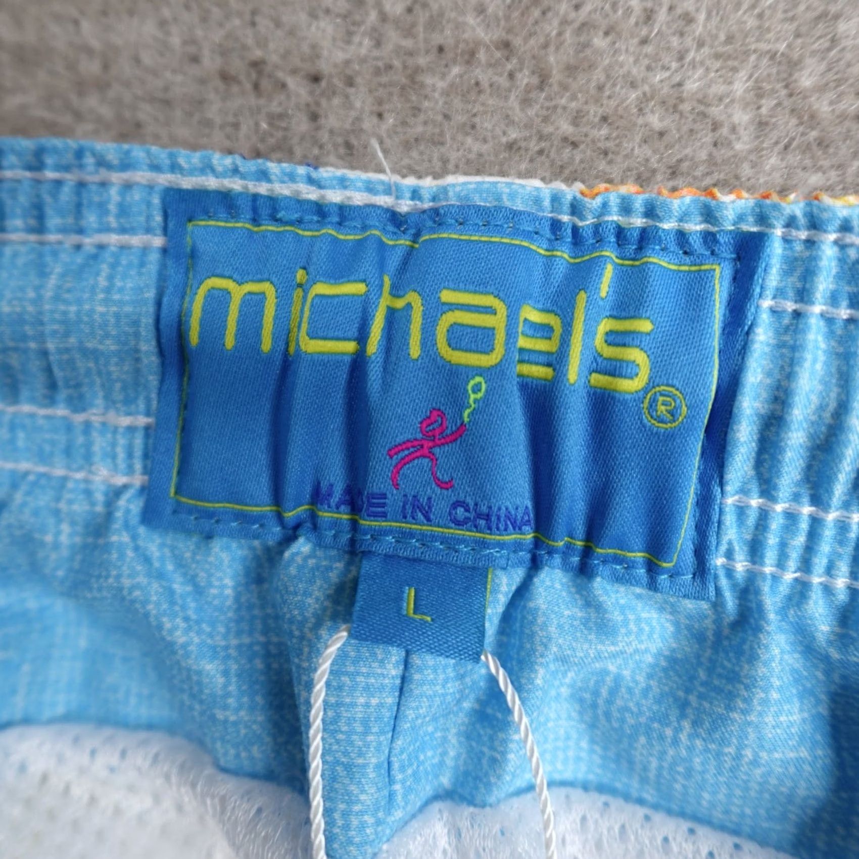 Swims VINTAGE Michael's Mens Swim Shorts Large White Turtles All Over Print Drawstring NEW Size US 33 - 2 Thumbnail