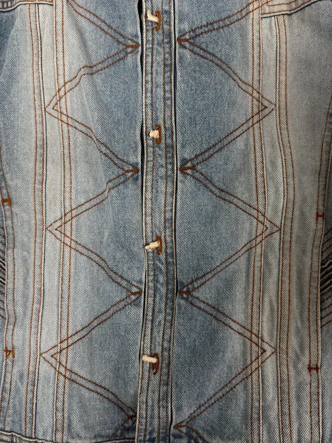 Roberto Cavalli FW2002 Roberto Cavalli Geometrical Blue Denim Jacket Size US S / EU 44-46 / 1 - 7 Thumbnail