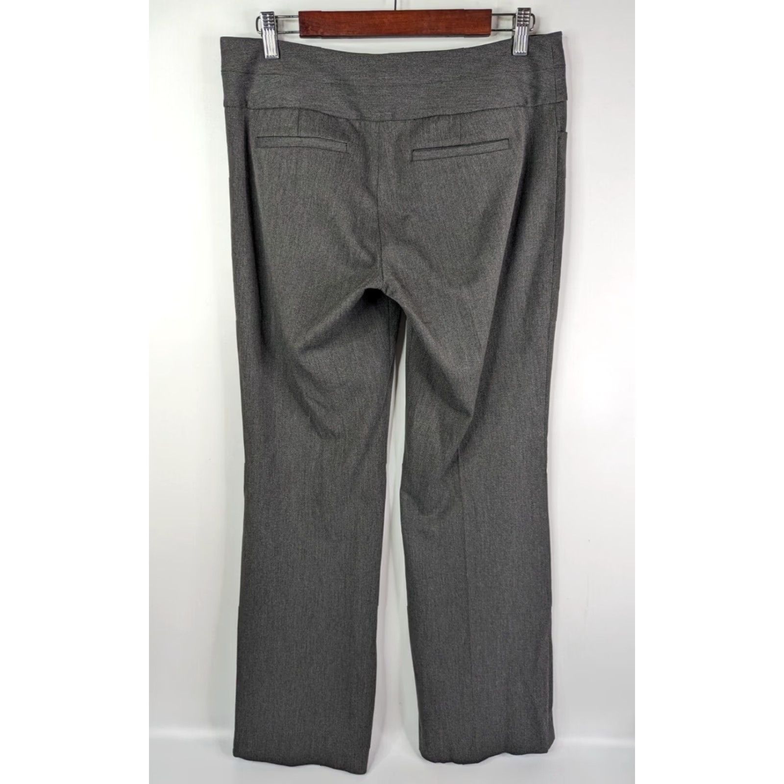 Express Express Editor Pants Wide-Leg Womens Size 6R Gray Charcoal Knit Polyester Blend Belt Detail Career Dress Pant (Defect) Size 28" / US 6 / IT 42 - 4 Thumbnail