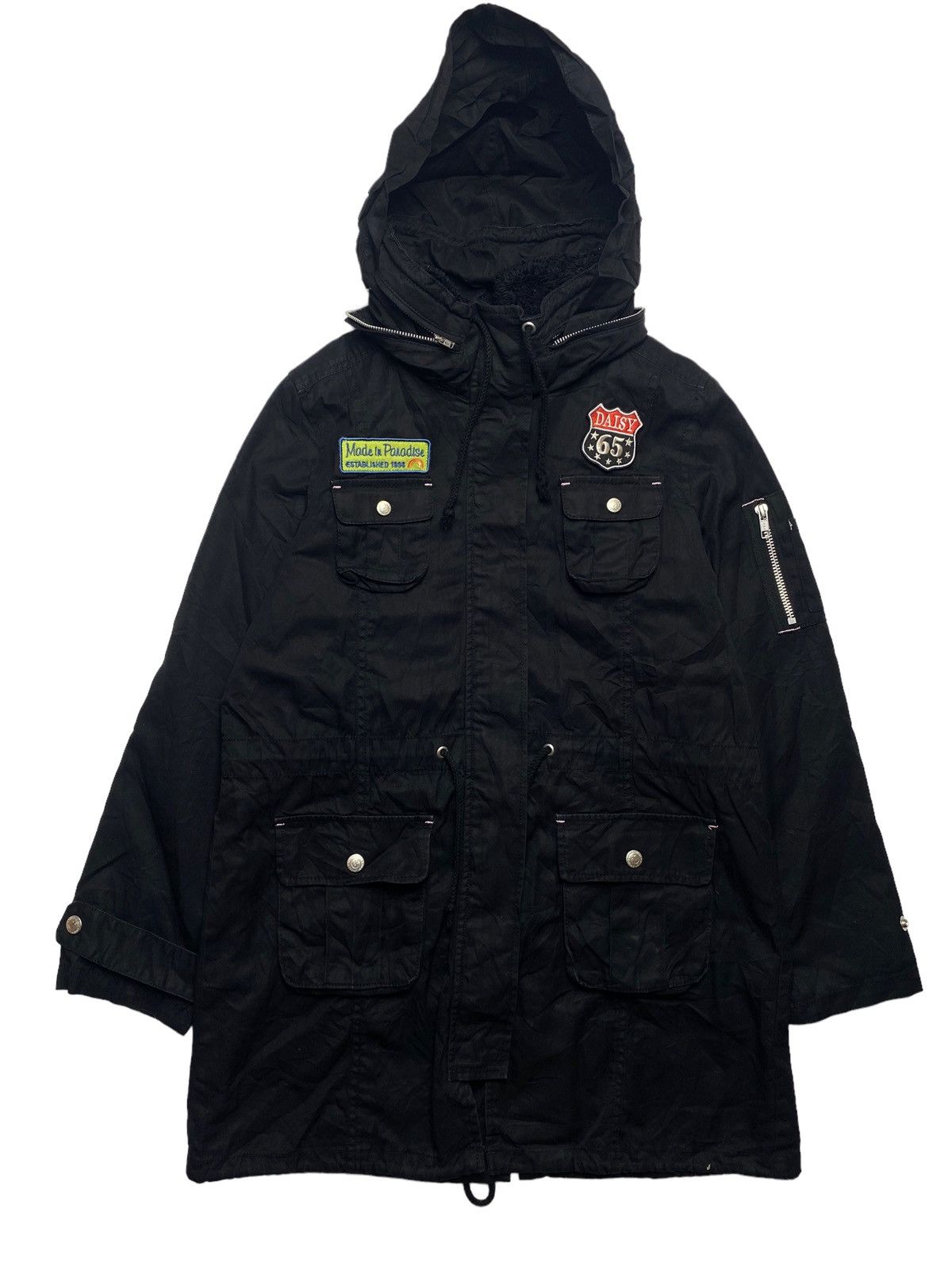 Japanese Brand 2000s Daisy Lovers - Black Cargo Jacket Hidden Hoodie Size M / US 6-8 / IT 42-44 - 1 Thumbnail
