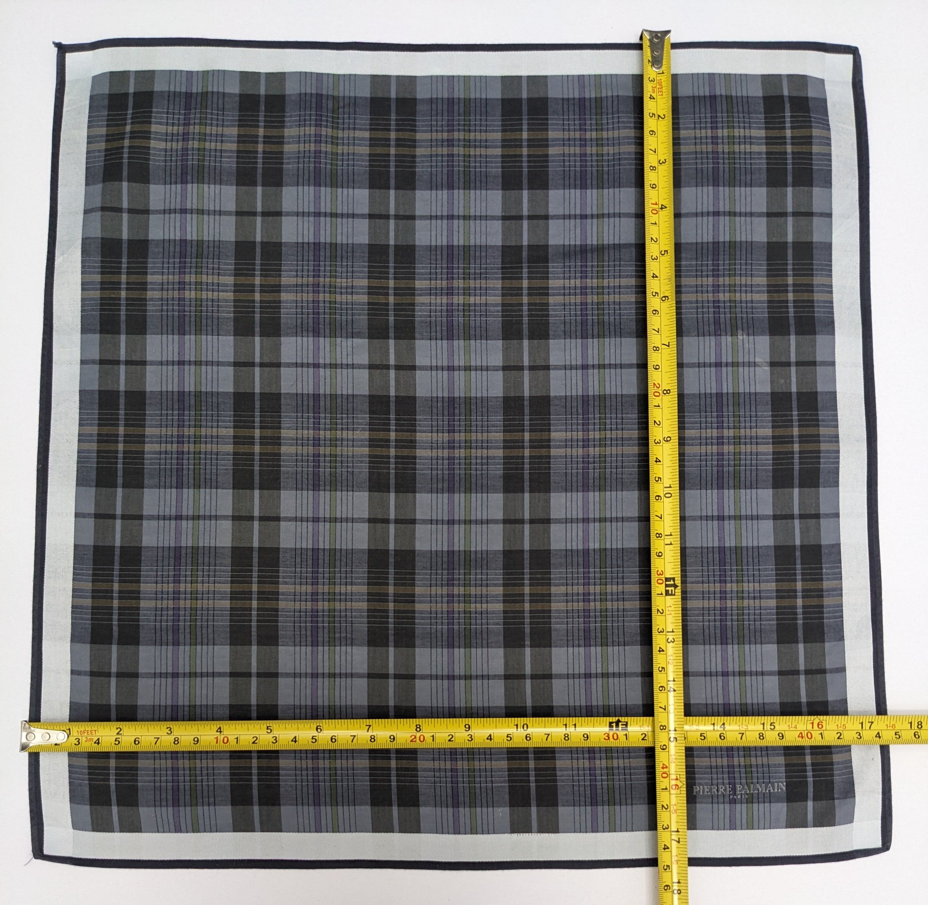 Pierre Balmain Vintage Pierre Balmain Paris Handkerchief Grey Plaid Size ONE SIZE - 4 Thumbnail