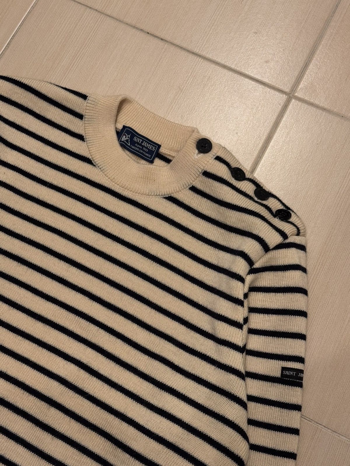Saint James Vintage Saint Jaims Wool Breton Sailor Jumper Size US M / EU 48-50 / 2 - 2 Thumbnail