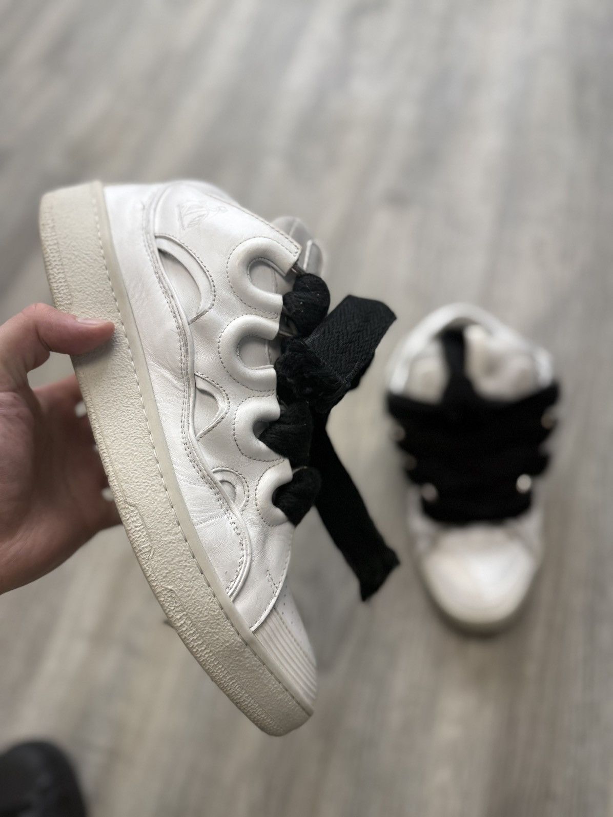 Lanvin Lanvin Curb Sneakers - White Leather Size US 13 / EU 46 - 1 Thumbnail