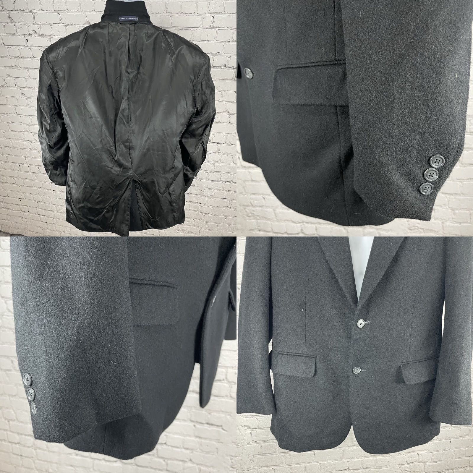 Roundtree & Yorke Roundtree & Yorke Blazer Jacket Black Camelhair 2 Button Notch Vented Size 38R Size 38R - 8 Thumbnail