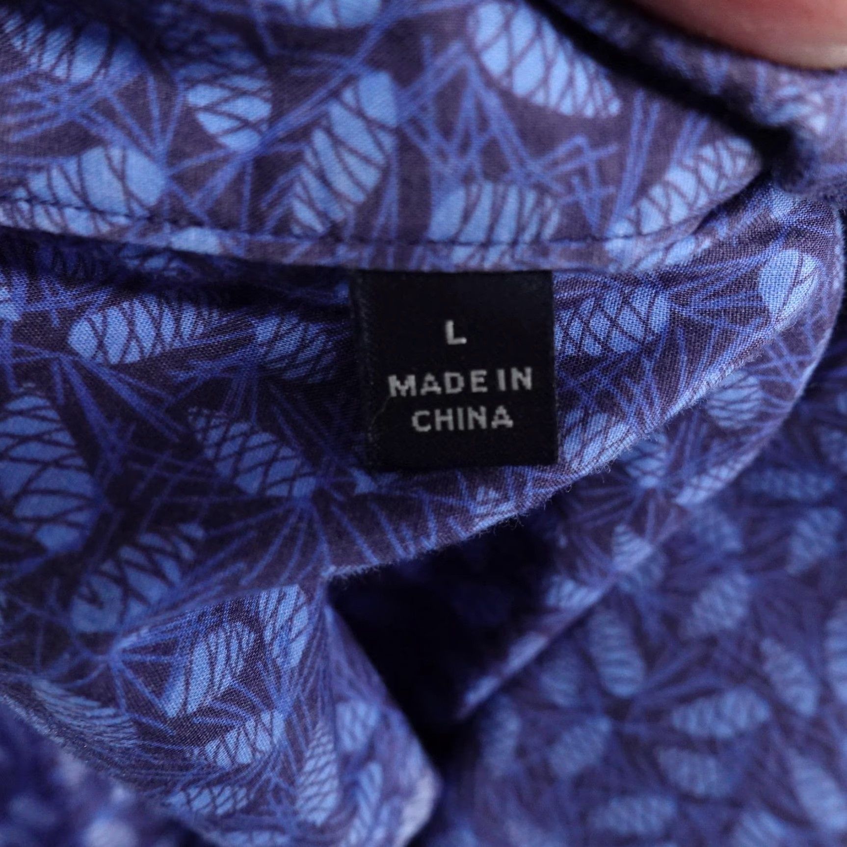 Vintage ZACHARY PRELL Button-Up Shirt Mens Large Blue Leaf Print Short Sleeve Casual Cotton Size US L / EU 52-54 / 3 - 7 Thumbnail