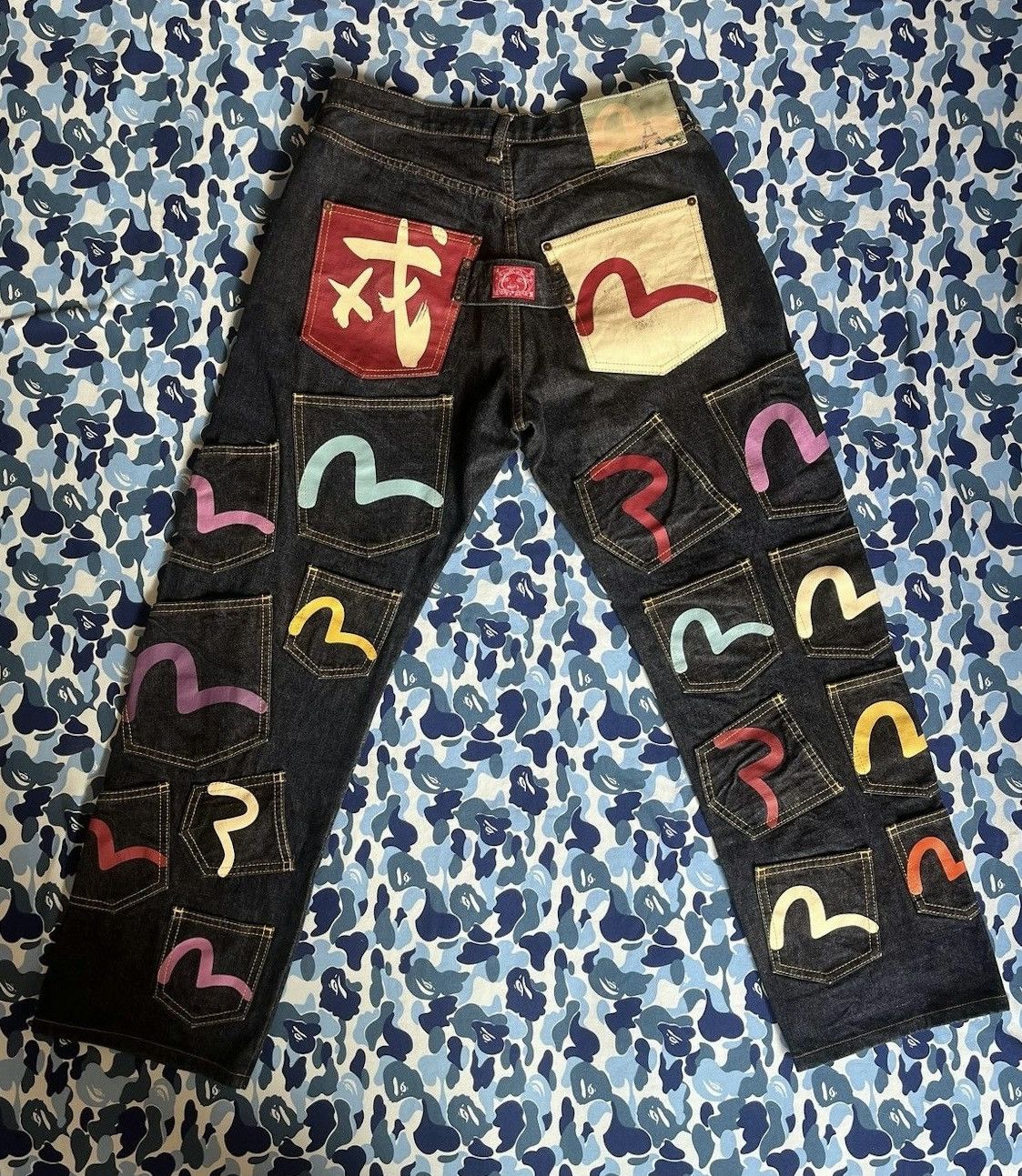 image of Evisu Multi Pocket Jeans in Raw Demin, Men's (Size 34)