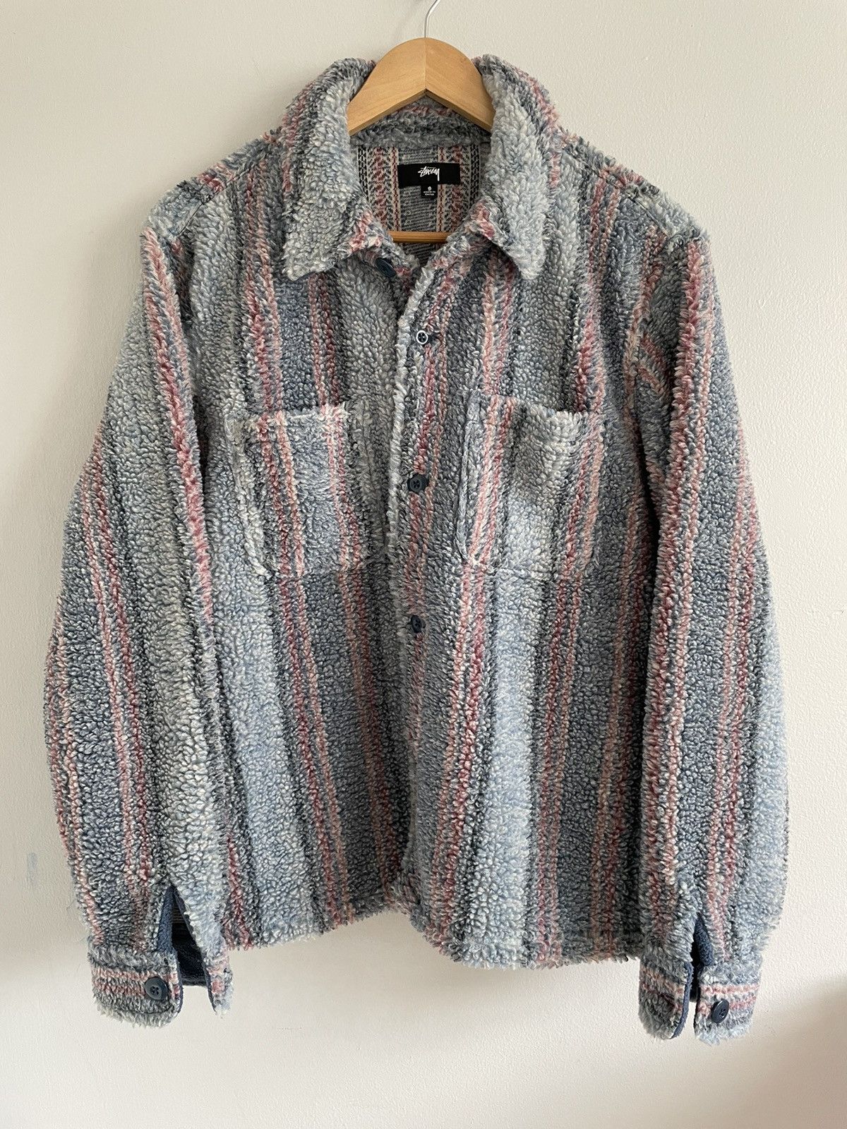 image of Stussy Fall ‘21 Stripe Sherpa Shirt, Men's (Size Small)