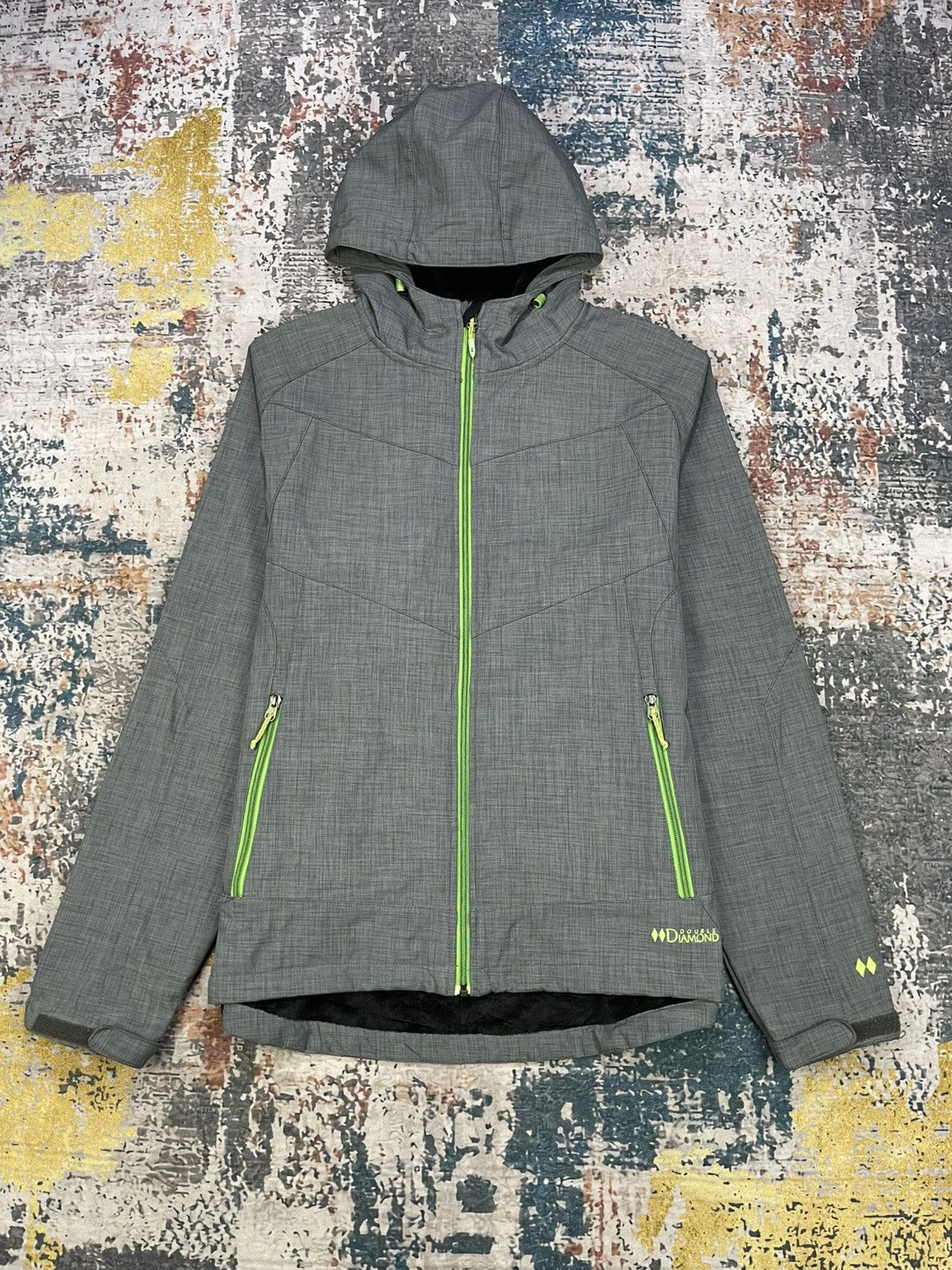 Japanese Brand Double Diamond Softshell Neon Grey Jacket Size US M / EU 48-50 / 2 - 1 Thumbnail