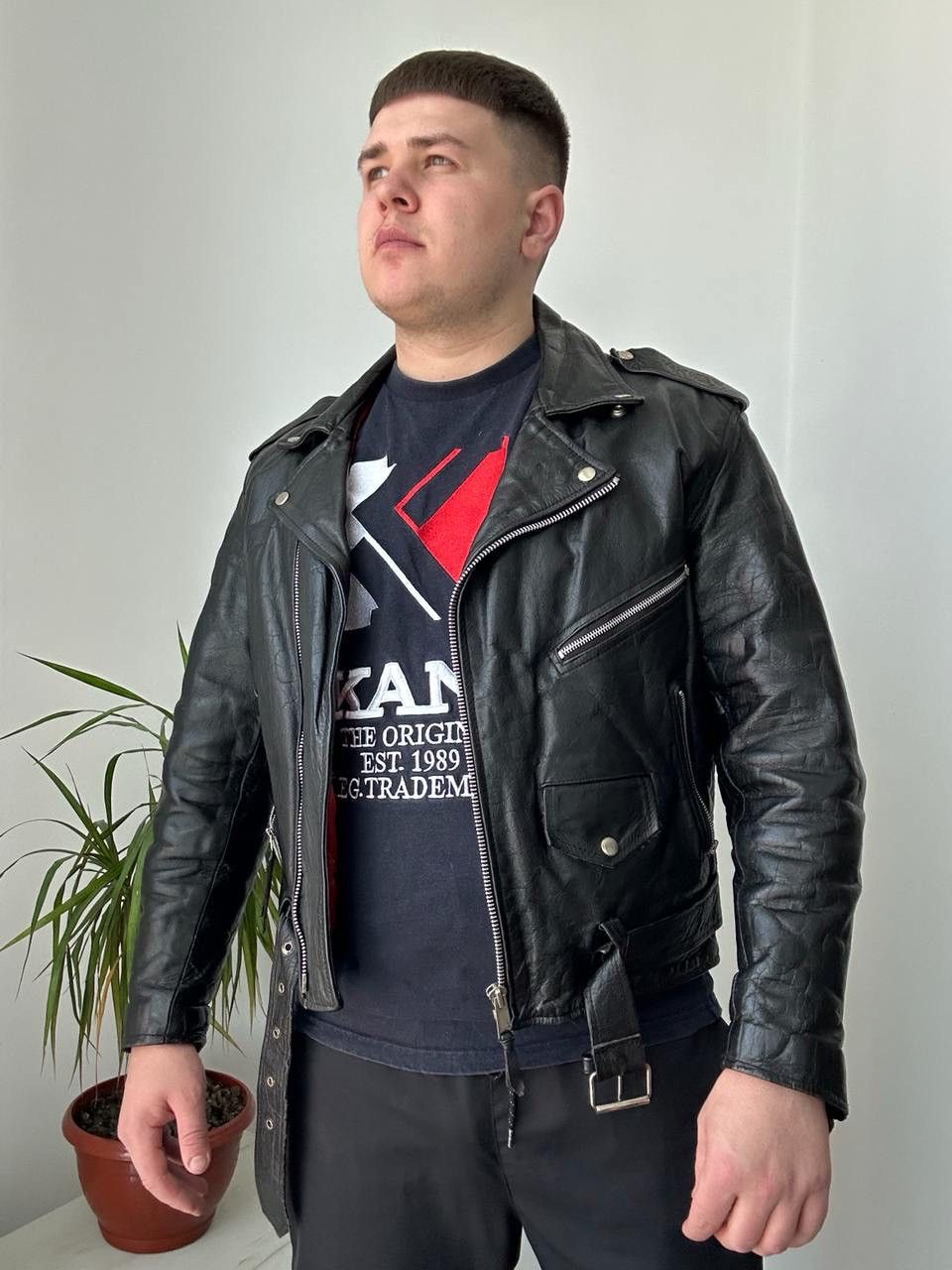 Genuine Leather × Vintage Vintage Japanese Black Leather Moto Distressed Jacket Size US S / EU 44-46 / 1 - 11 Thumbnail