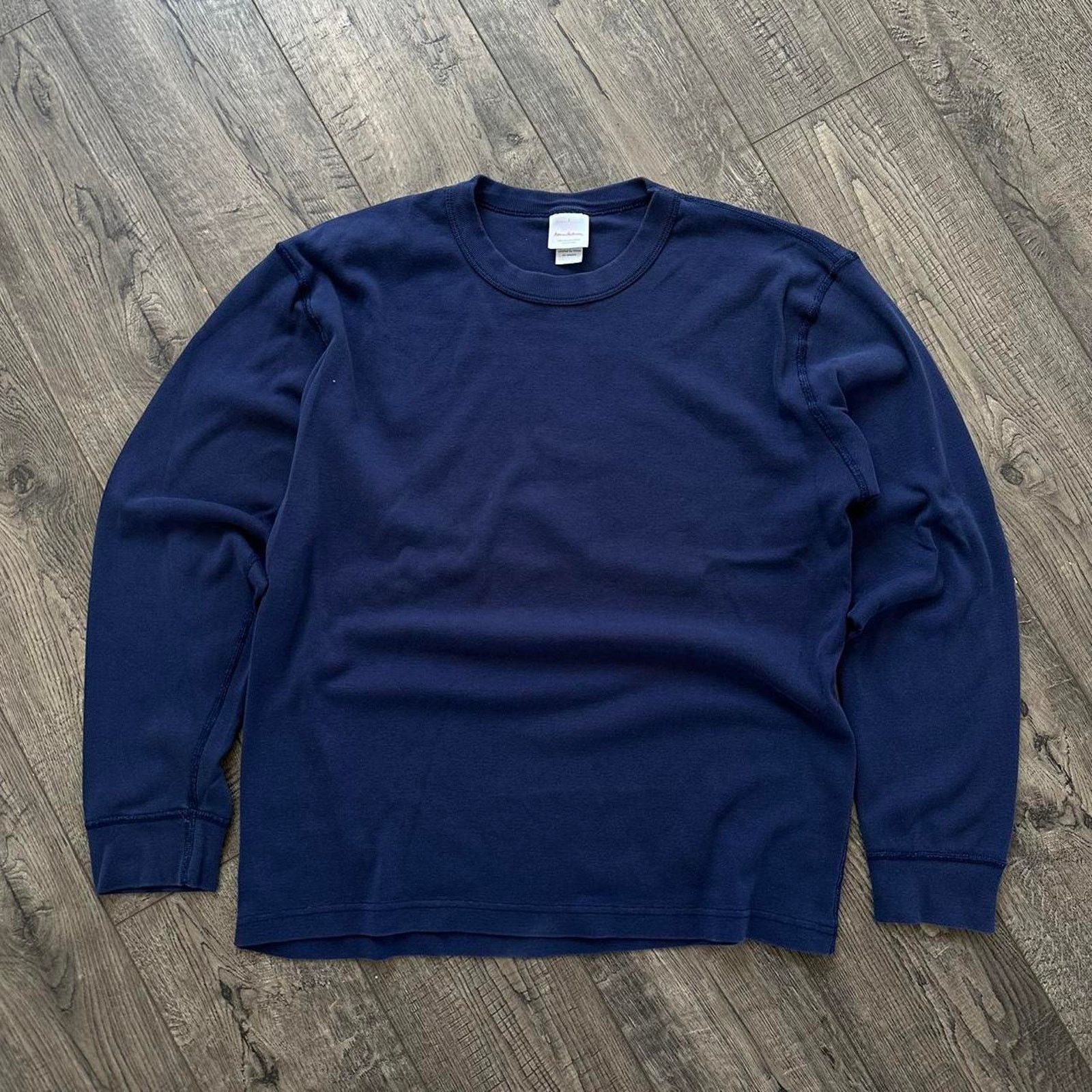 Vintage Vintage Basic Blank Navy Organic Cotton Longsleeve Shirt Size US L / EU 52-54 / 3 - 4 Thumbnail