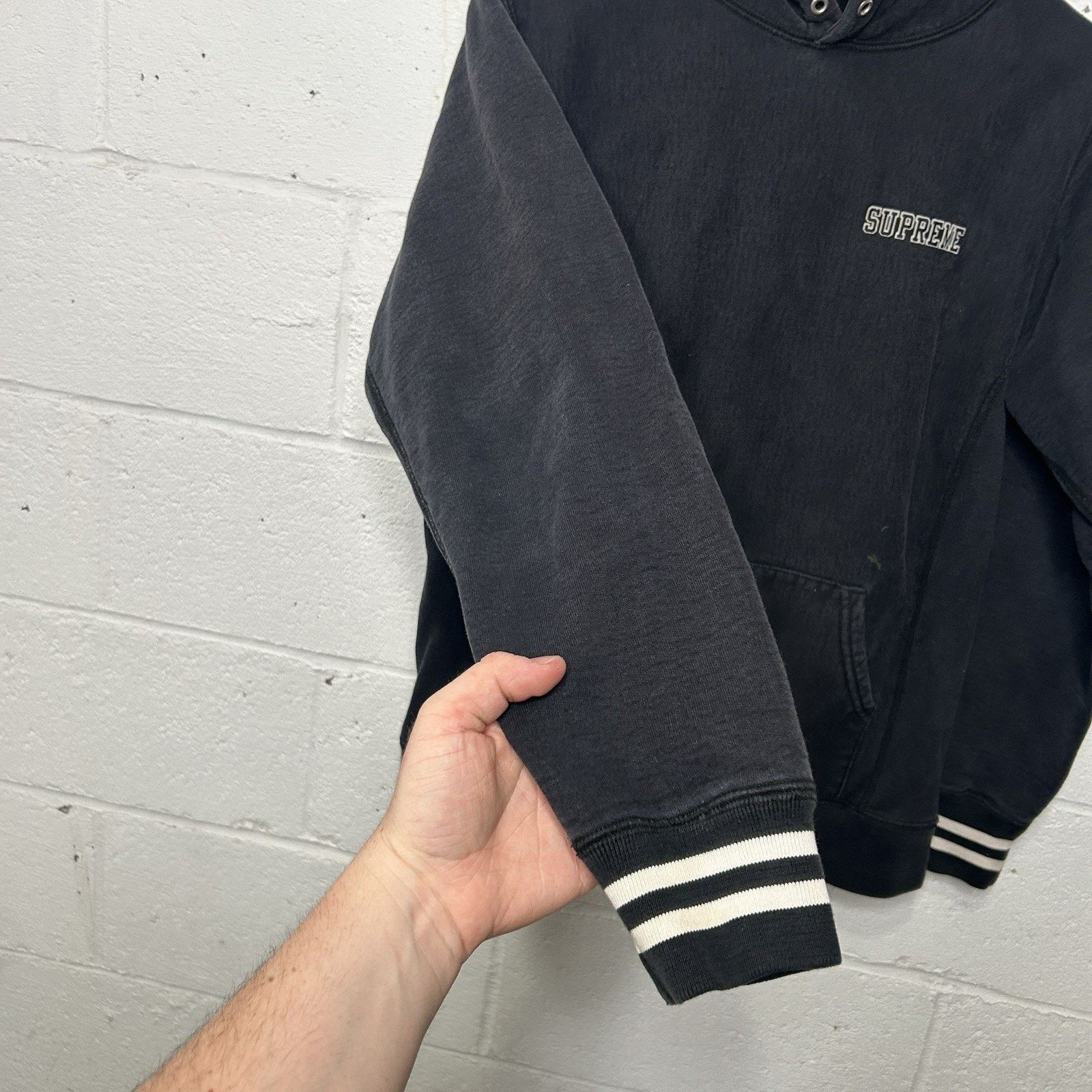 Supreme Supreme Black Embroidered Pullover Striped Hoodie “Black” Size US M / EU 48-50 / 2 - 10 Thumbnail