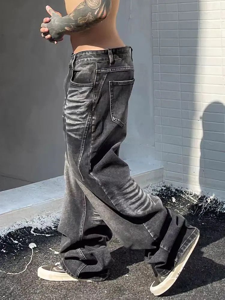 Designer × Japanese Brand Washed vintage straight street jeans Size US 34 / EU 50 - 3 Thumbnail
