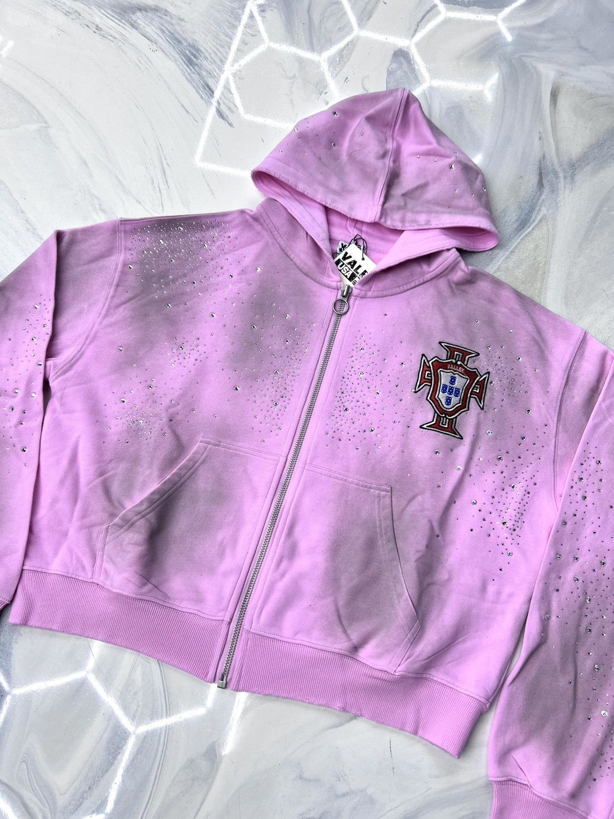 Vale Vale Pink Venus Crystal Cluster Zip Up Hoodie Size L Size US L / EU 52-54 / 3 - 5 Thumbnail