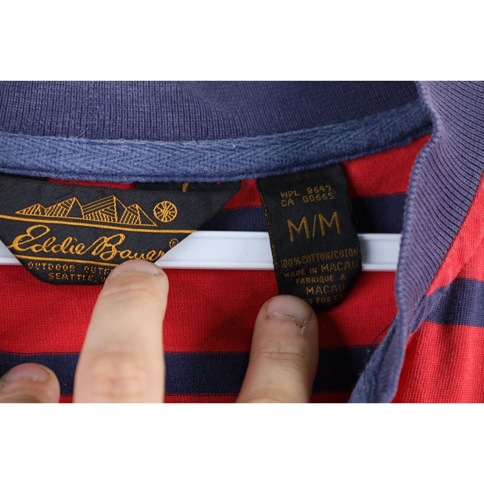 Eddie Bauer × Vintage Vintage 90s Eddie Bauer Faded Striped Henley T-Shirt Size US M / EU 48-50 / 2 - 4 Thumbnail