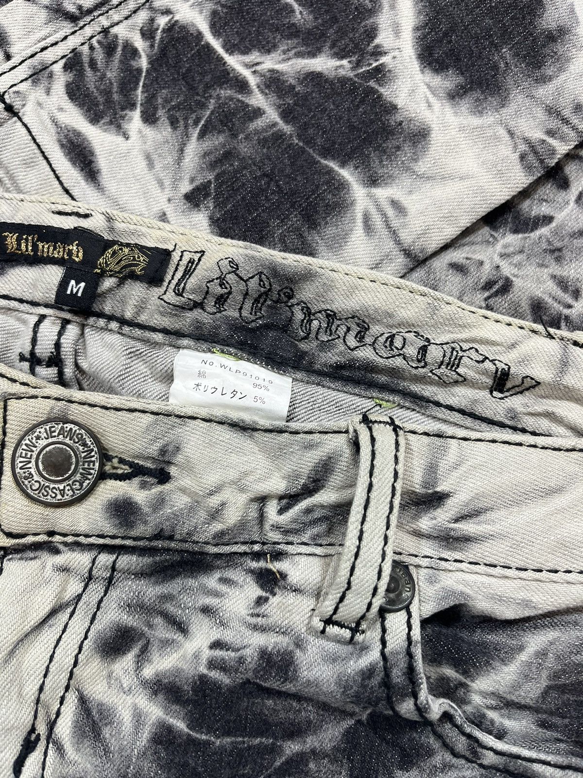 Punk and Yo Lil’ Marv Distressed Marble Wash Jeans Size US 31 - 9 Thumbnail