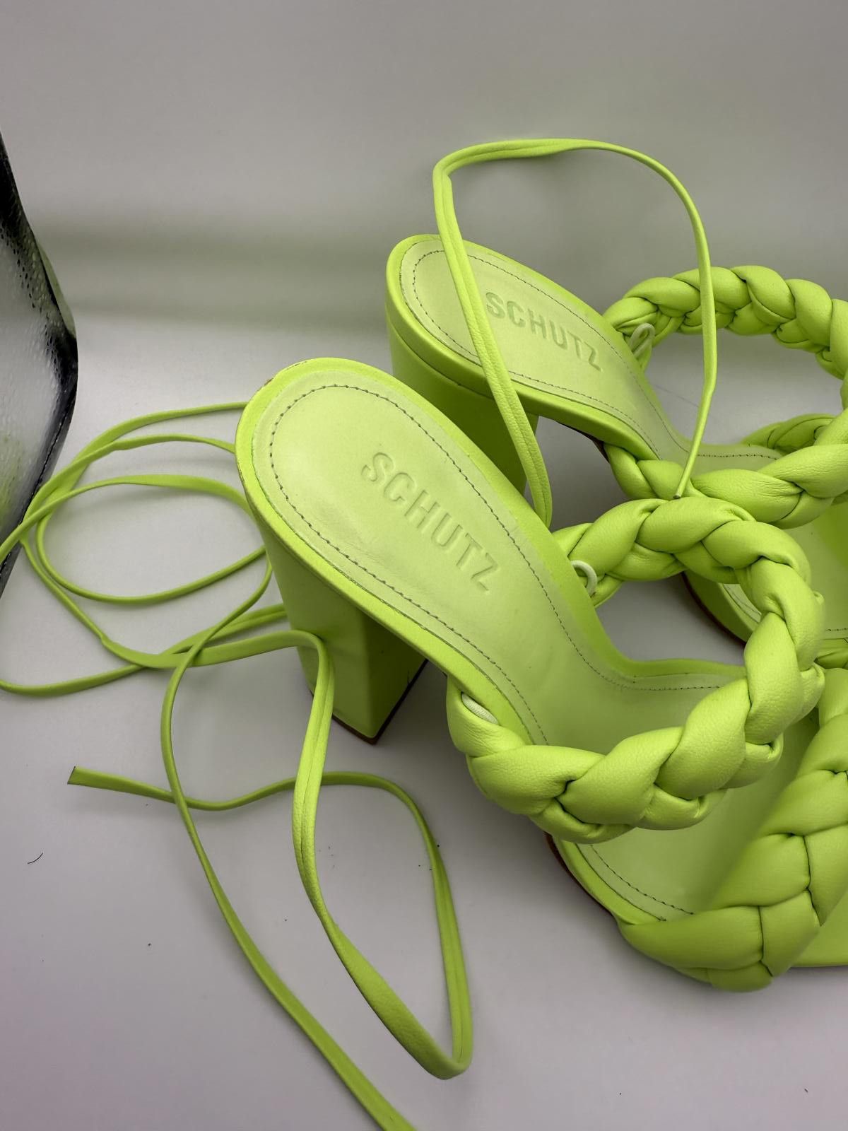 Other Schutz Neon Green Braided Strap High Heel Sandals Size 8 Size US 8 / IT 38 - 12 Thumbnail