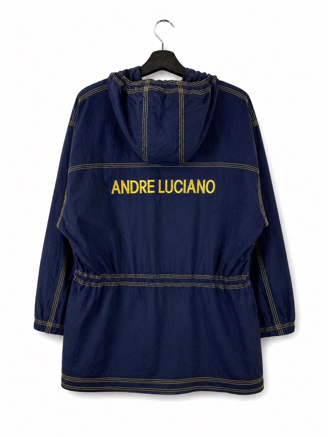 Andreluciano Andre Luciano Navy Hooded Jacket Gold Stitching Windbreaker Size US M / EU 48-50 / 2 - 2 Thumbnail