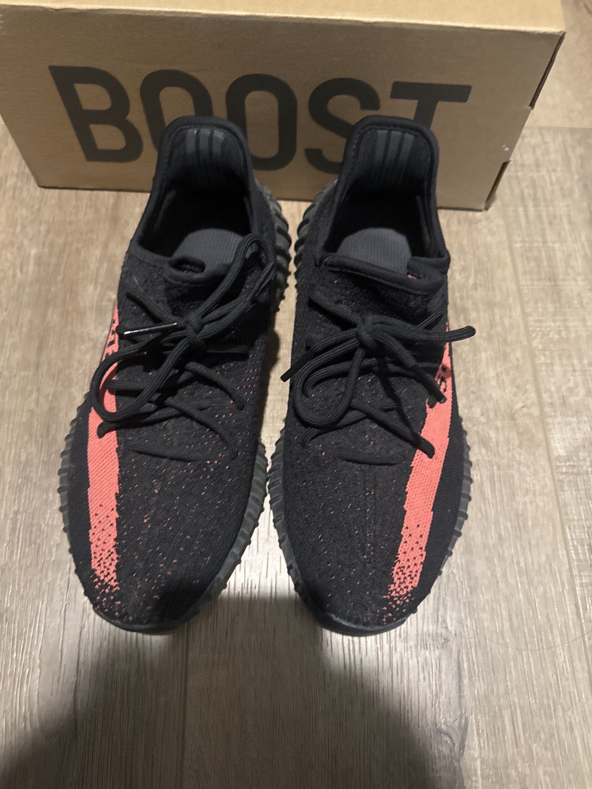 Yeezy Adidas Yeezy Boost 350 V2 Bred Black Red Size US 9 / EU 42 - 5 Thumbnail