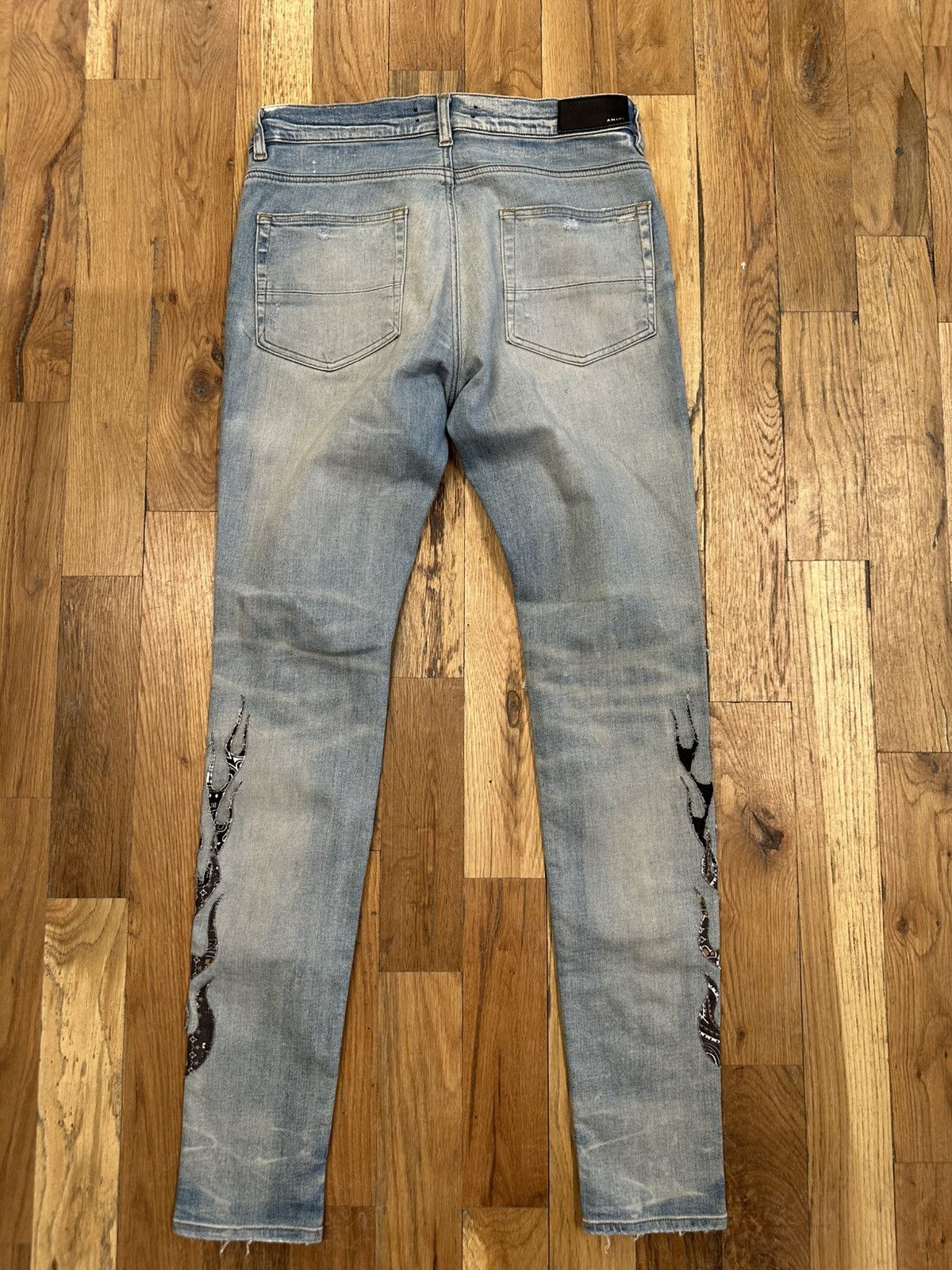 Amiri Amiri Brown Black Paisley Flame Blue Demim Jeans Size 31 Size US 31 - 2 Thumbnail
