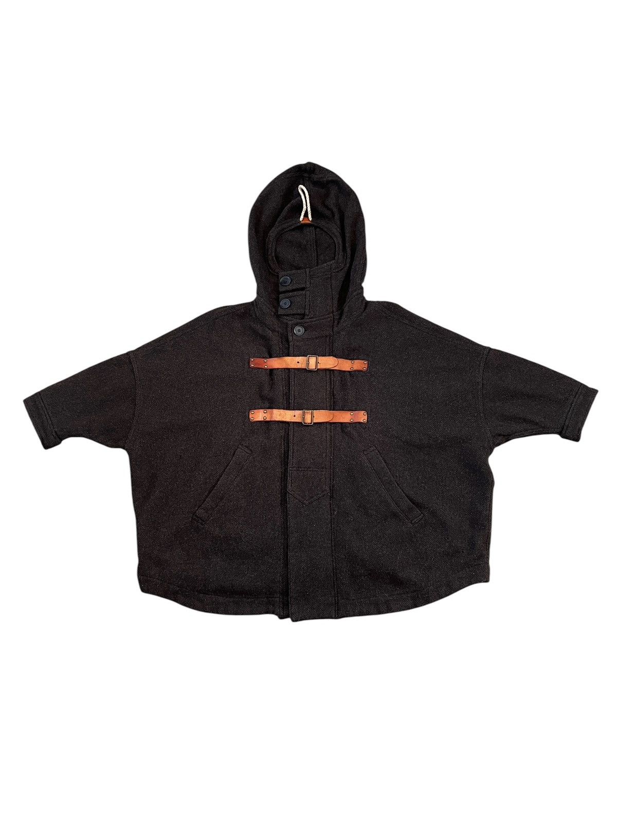 20471120 × Japanese Brand RNA 🇯🇵 Wool Leather Strap Bat Wing Jacket Size US L / EU 52-54 / 3 - 2 Thumbnail
